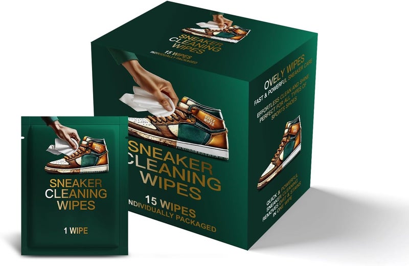 OVELY WIPES Sneaker Cleaning Wipes - Dual-Textured, Individually Wrapped Wipes for Fast Dirt & Stain Removal – Safe for Shoes - Image 1